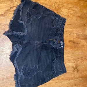Ripped jean shorts